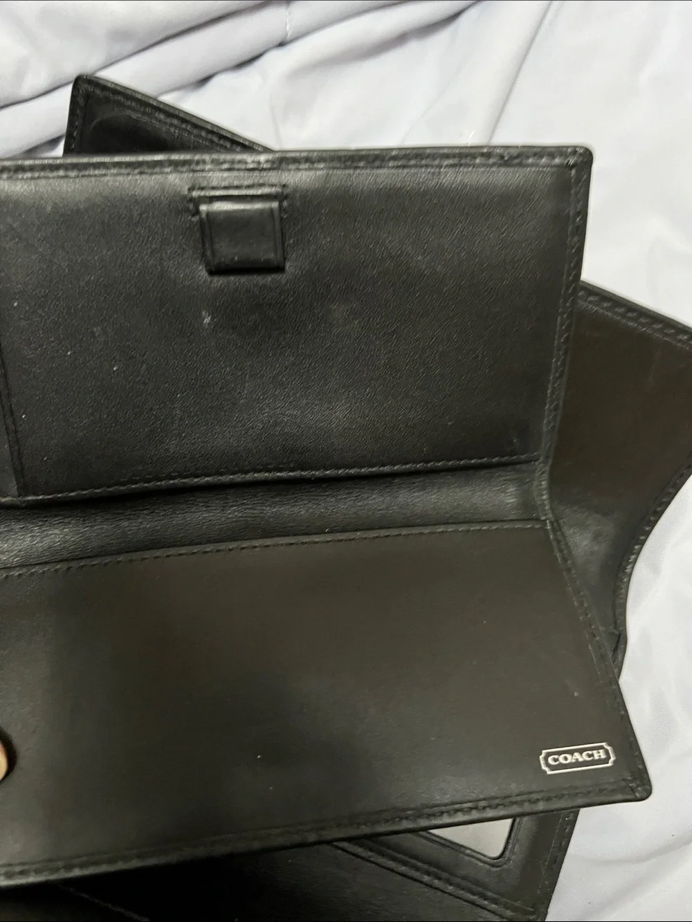 Coach Black and Gray Signature Snap checkbook Wallet